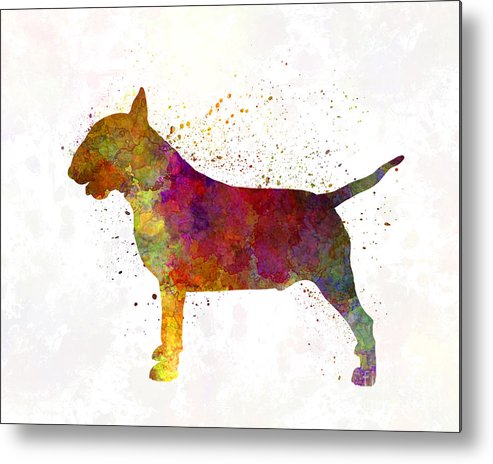 493x464 Bull Terrier In Watercolor Metal Print By Pablo Romero - Bull Terrier Watercolor