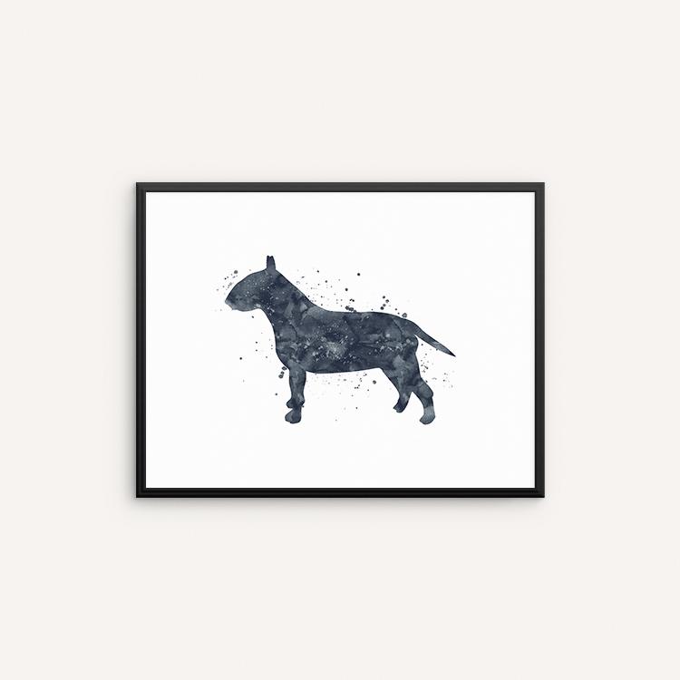 750x750 Bull Terrier Watercolor Art Print, Dog Watercolor Wall Art, Wall - Bull Terrier Watercolor