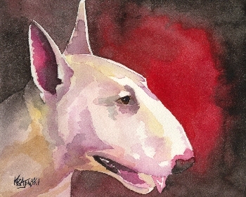 350x280 Bull Terrier Watercolor Portrait 070705 - Bull Terrier Watercolor
