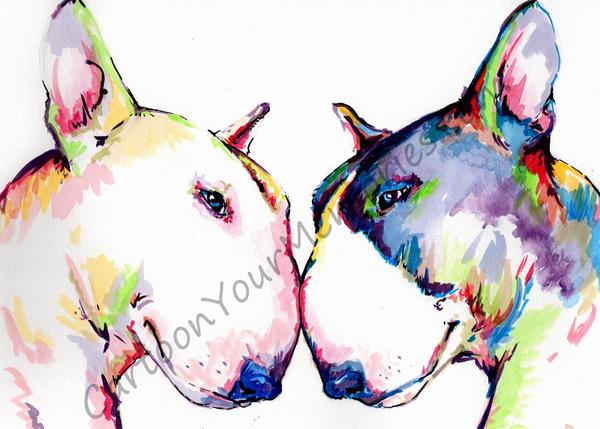 600x429 Bull Terrier Watercolor Print Cartoon Your Memories - Bull Terrier Watercolor