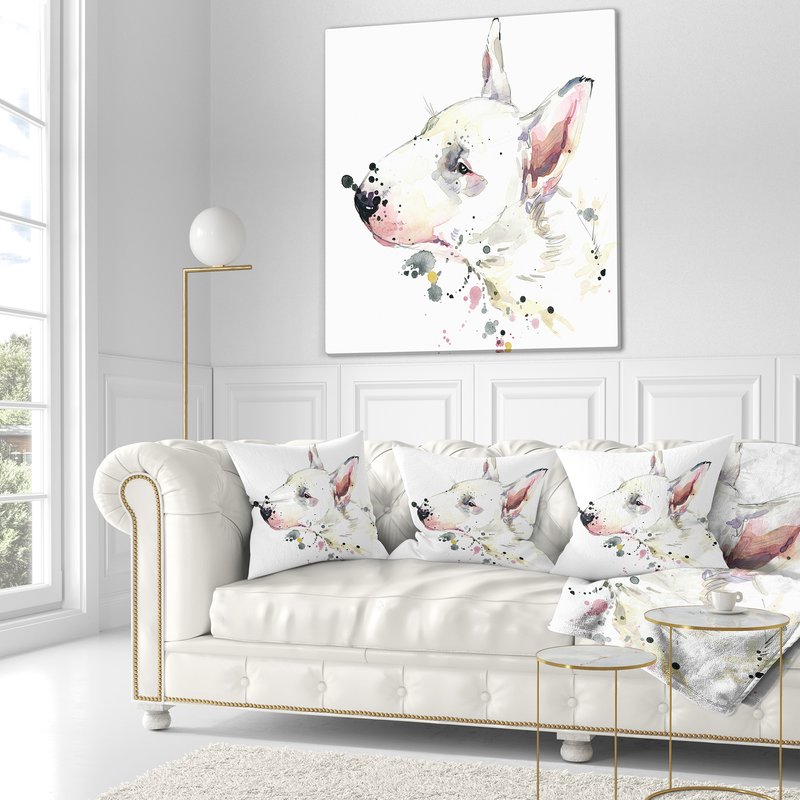 800x800 East Urban Home Animal Bull Terrier Dog Watercolor Pillow Wayfair - Bull Terrier Watercolor