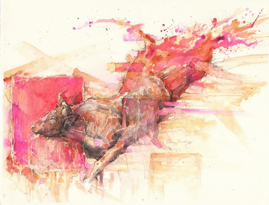 871x663 Gallery - Bull Watercolor