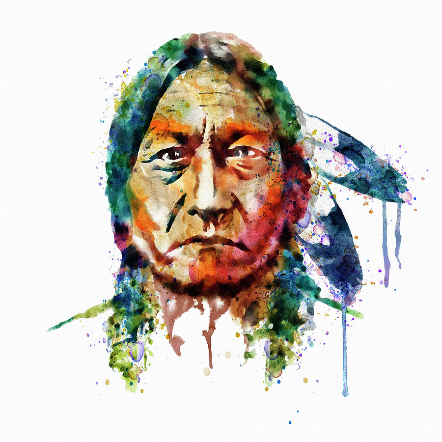 900x900 Sitting Bull Watercolor Painting Painting By Marian Voicu - Bull Watercolor