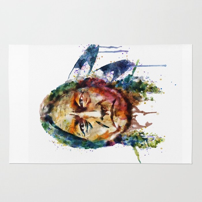 700x700 Sitting Bull Watercolor Painting Rug By Marianvoicu Society6 - Bull Watercolor