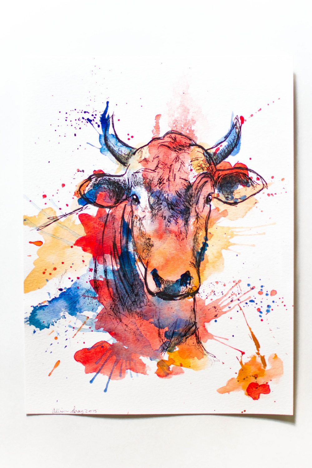 1000x1500 Watercolor Bull - Bull Watercolor