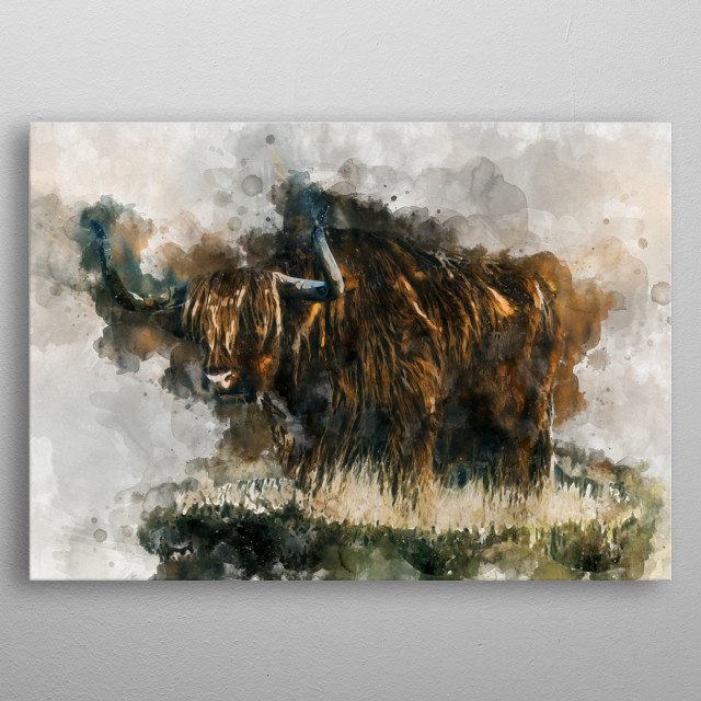 640x640 Watercolor Bull By Christian K Metal Posters - Bull Watercolor