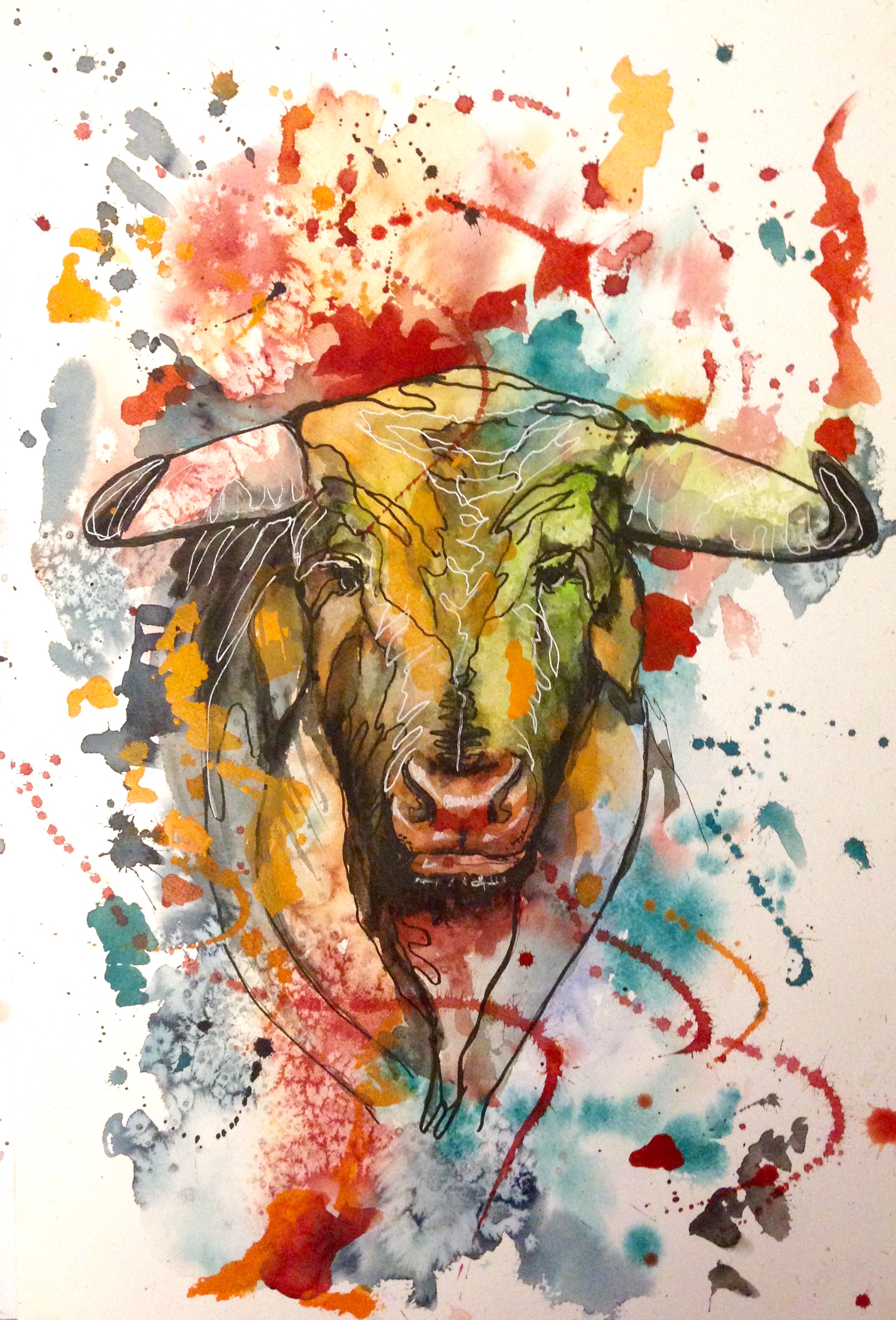 2068x3046 Artfido Buy Art Online Bull - Bull Watercolor