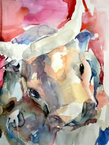 375x495 Bull - Bull Watercolor