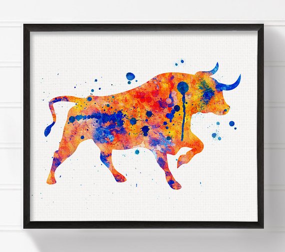 570x503 Bull Art Bull Print Watercolor Bull Bull Painting Bull Etsy - Bull Watercolor
