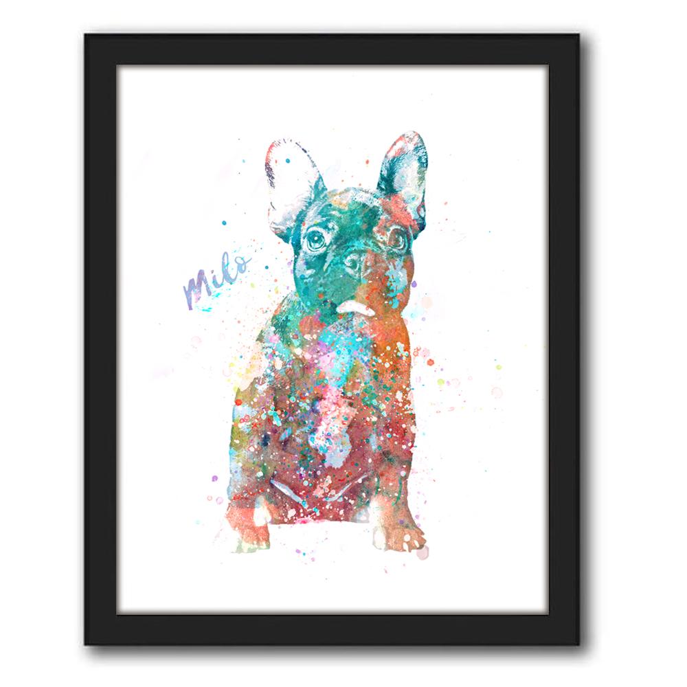 1000x1000 French Bulldog Gift Personal Prints Personalized Pet Art - Bulldog Watercolor