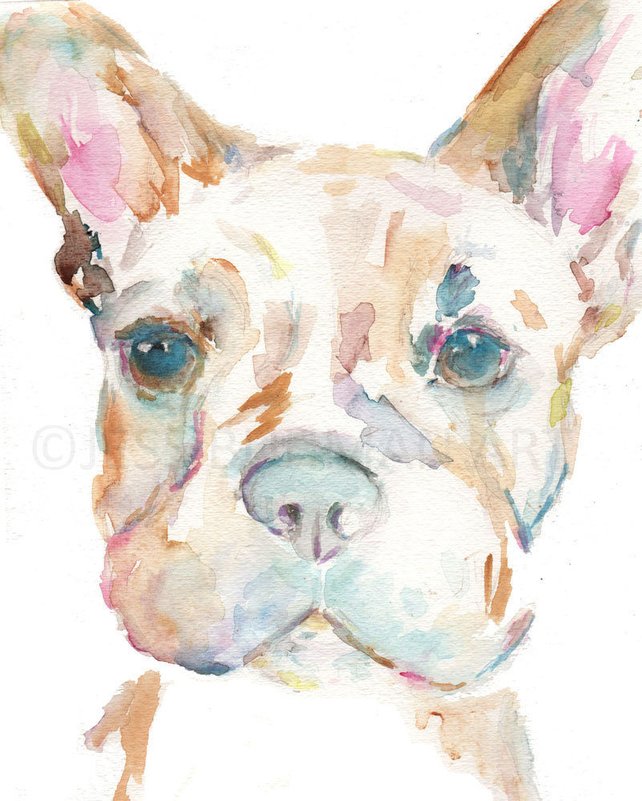 642x801 French Bulldog Watercolor Print Dog Watercolor Painting Etsy - Bulldog Watercolor