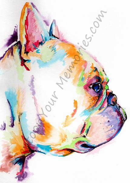 429x600 French Bulldog Watercolor Print Cartoon Your Memories - Bulldog Watercolor