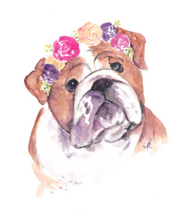 674x752 Bulldog Print Bulldog Watercolor Bulldog Printable Etsy - Bulldog Watercolor