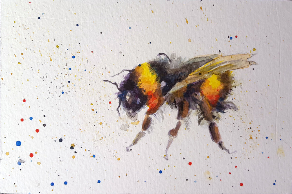 1000x665 Prints Available, Original Sold Bumblebee V - Bumble Bee Watercolor