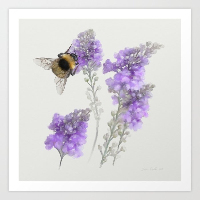 700x700 Watercolor Bumble Bee Art Print By Ivaw Society6 - Bumble Bee Watercolor