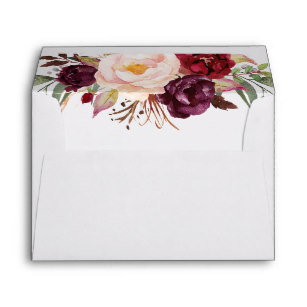 307x307 Burgundy Watercolor Floral Envelopes Zazzle - Burgundy Watercolor
