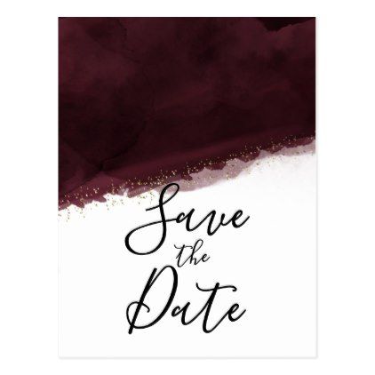 422x422 Burgundy Watercolor Amp Gold Modern Save The Date Postcard - Burgundy Watercolor