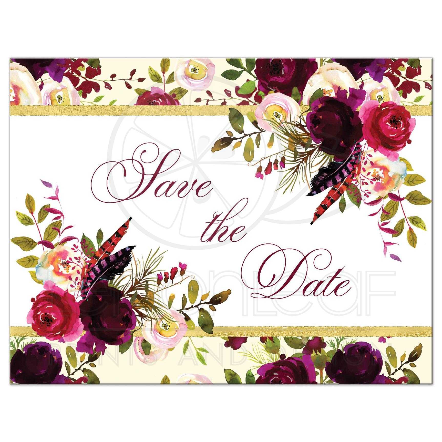 1725x1725 Beautiful Burgundy Watercolor Floral Save The Date Card Flowers - Burgundy Watercolor