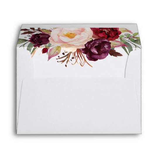 540x540 Marsala Burgundy Watercolor Flowers Bouquet Envelope - Burgundy Watercolor Flowers