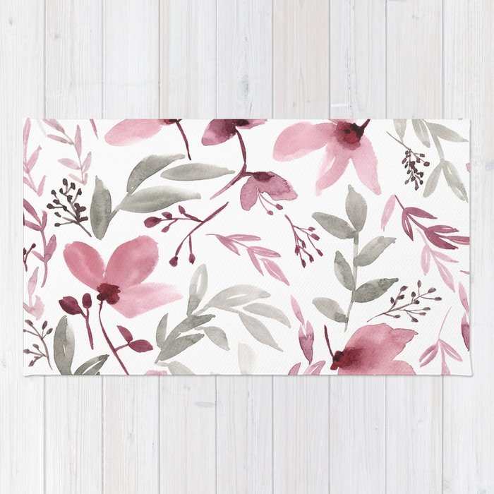 700x700 Rustic Floral - Burgundy Watercolor Flowers