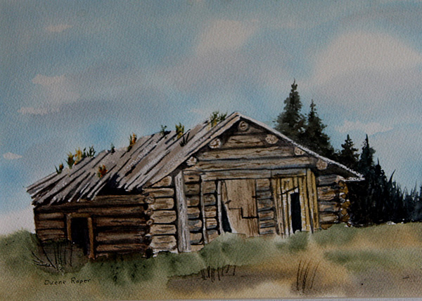 600x429 Old Montana Cabin - Cabin Watercolor