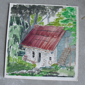297x300 Original Watercolor Painting - Cabin Watercolor
