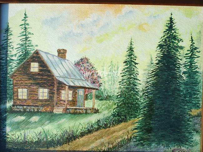 650x488 Stunning Cabin Watercolor Painting Reproductions For Sale On - Cabin Watercolor