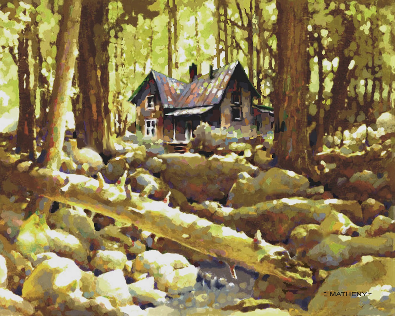 1600x1280 William Matheny Fine Art The Cabin - Cabin Watercolor