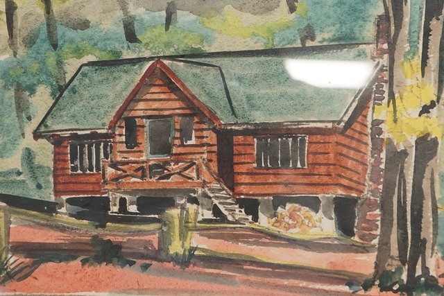 640x427 Cabin Watercolor Painting By H. Mcgrail 8 60 - Cabin Watercolor