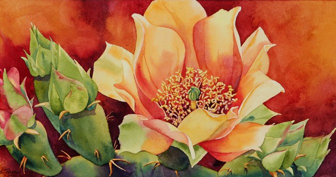 670x353 First Bloom Cactus Flower Watercolor - Cactus Flower Watercolor