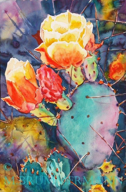527x800 Margarethe Brummermann Watercolors Cactus Flower Time - Cactus Flower Watercolor