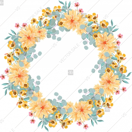 540x539 Wreath Frame With Flowers Peony, Chrysanthemum And Succulent - Cactus Flower Watercolor