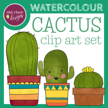 350x350 Cactus Watercolor Clip Art Set By Abi Clare Designs Tpt - Cactus Watercolor Clipart