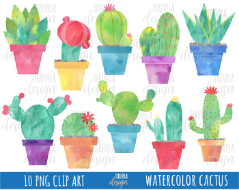 350x278 50% Cactus Watercolor Clipart, Botanical Clipart, Cactuse, Plants - Cactus Watercolor Clipart
