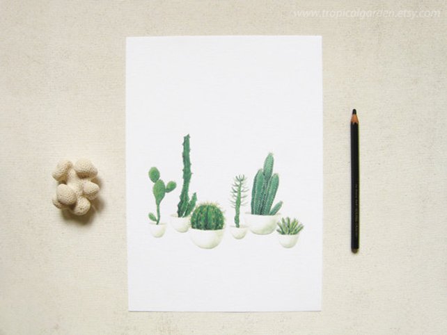 642x482 Cactus Watercolor Print Any One 8x10 Or 8x11 Cactus Art Etsy - Cactus Watercolor Print