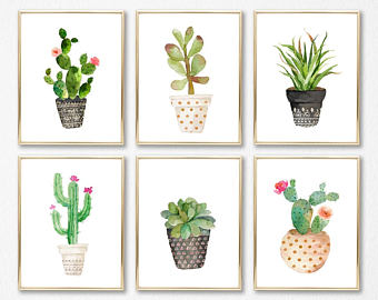 340x270 Cactus Print Set Etsy - Cactus Watercolor Print