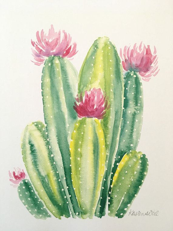 570x760 Cactus Watercolor Print Etsy - Cactus Watercolor Print
