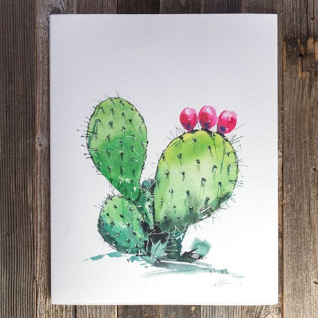460x460 Prickly Pear Watercolor Print - Cactus Watercolor Print
