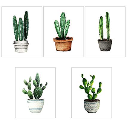 425x425 Meishe Art Modern Poster Print Cactus In Pot Potted - Cactus Watercolor Print