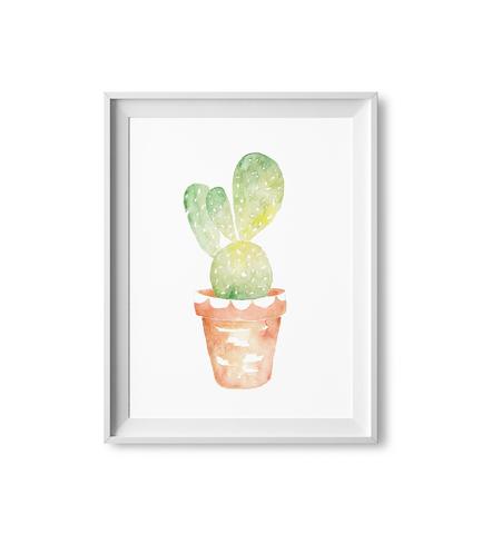 433x480 Scalloped Cactus Watercolor Print Lilac Paperie - Cactus Watercolor Print
