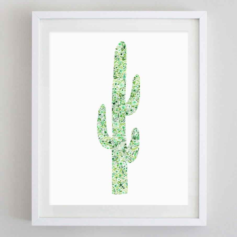 906x906 Cactus Floral Watercolor Print Carly Rae Studio - Cactus Watercolor Print