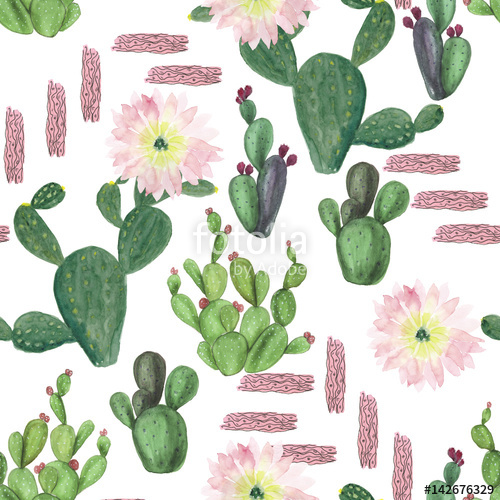 500x500 Watercolor Painting Seamless Pattern. Watercolour Cactus - Cactus Watercolor Wallpaper