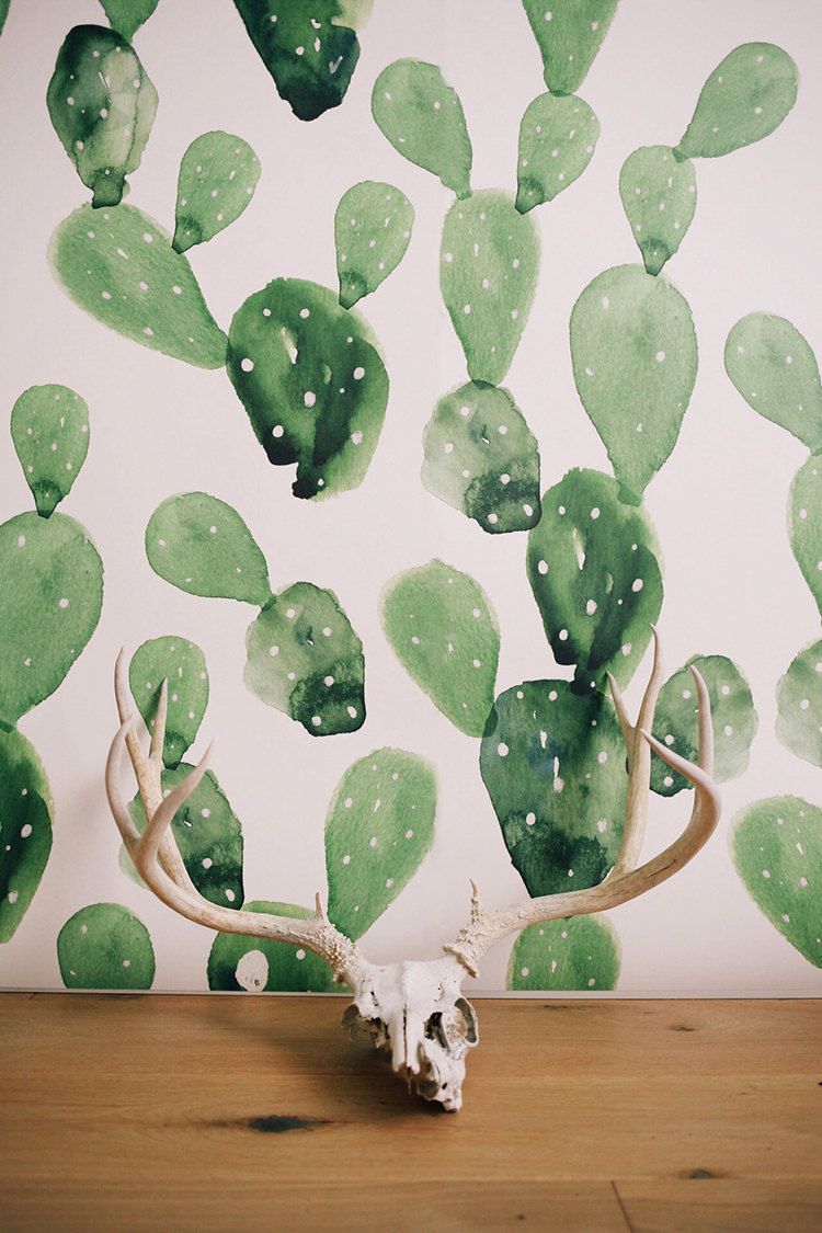750x1125 Cactus Mural - Cactus Watercolor Wallpaper
