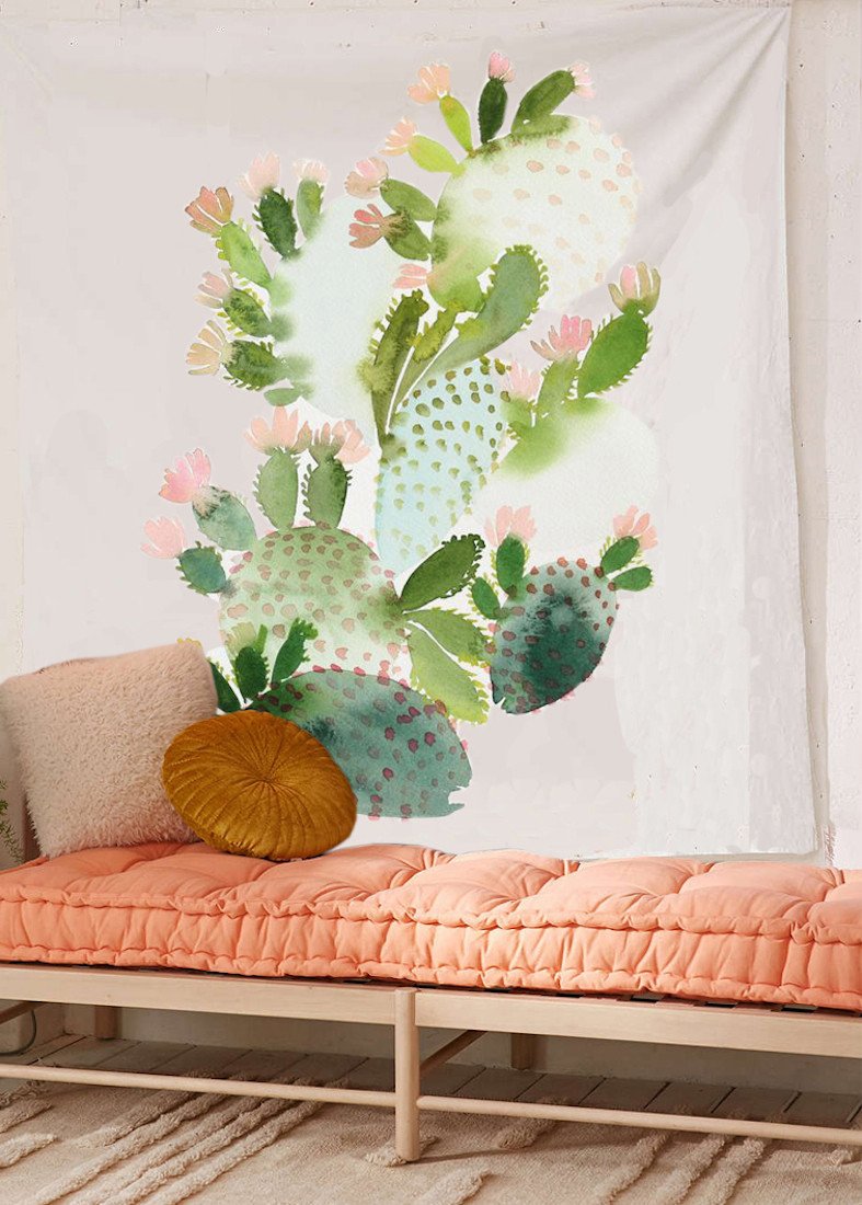 787x1100 Cactus Watercolor Wall Tapestry Fabric Wallpaper Home Decor,60x - Cactus Watercolor Wallpaper