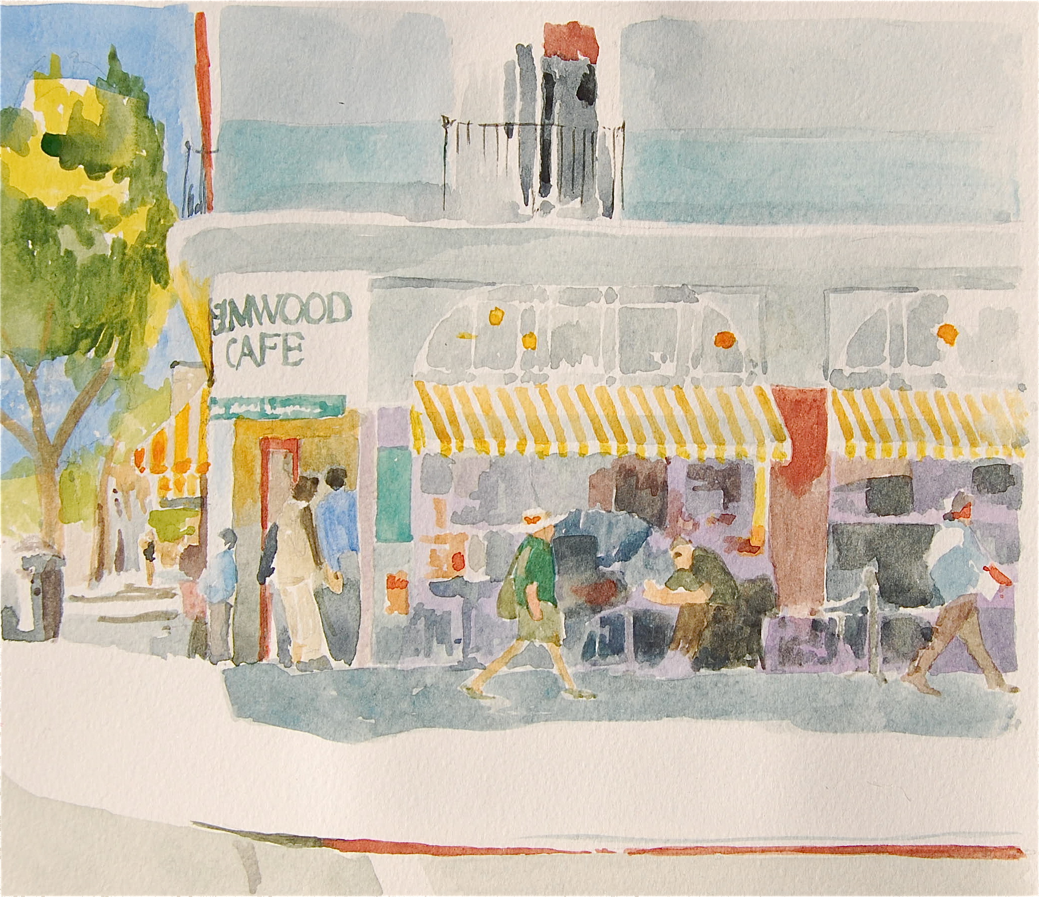 2086x1800 Elmwood Corner Franwork - Cafe Watercolor