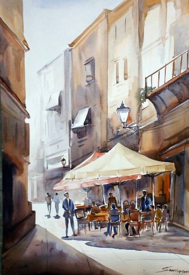 375x546 Venice Cafe - Cafe Watercolor