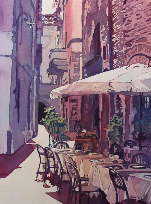 500x677 Resturant Art In The Making By Jenny Armitage - Cafe Watercolor