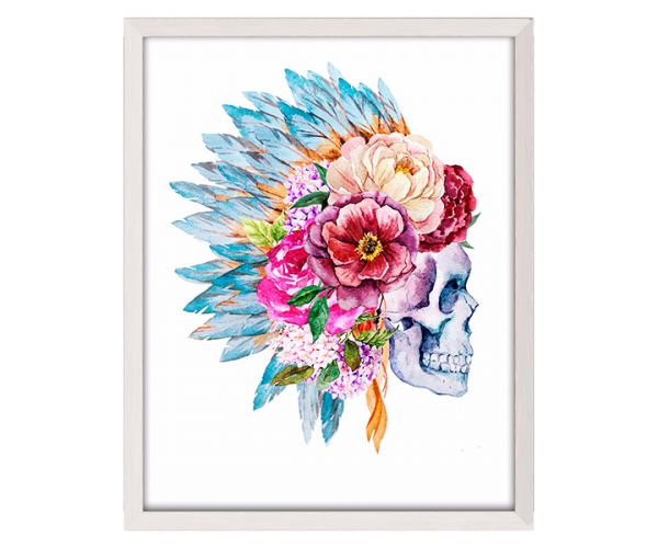 600x500 Calavera Ii Cuadro Decorativo - Calavera Watercolor