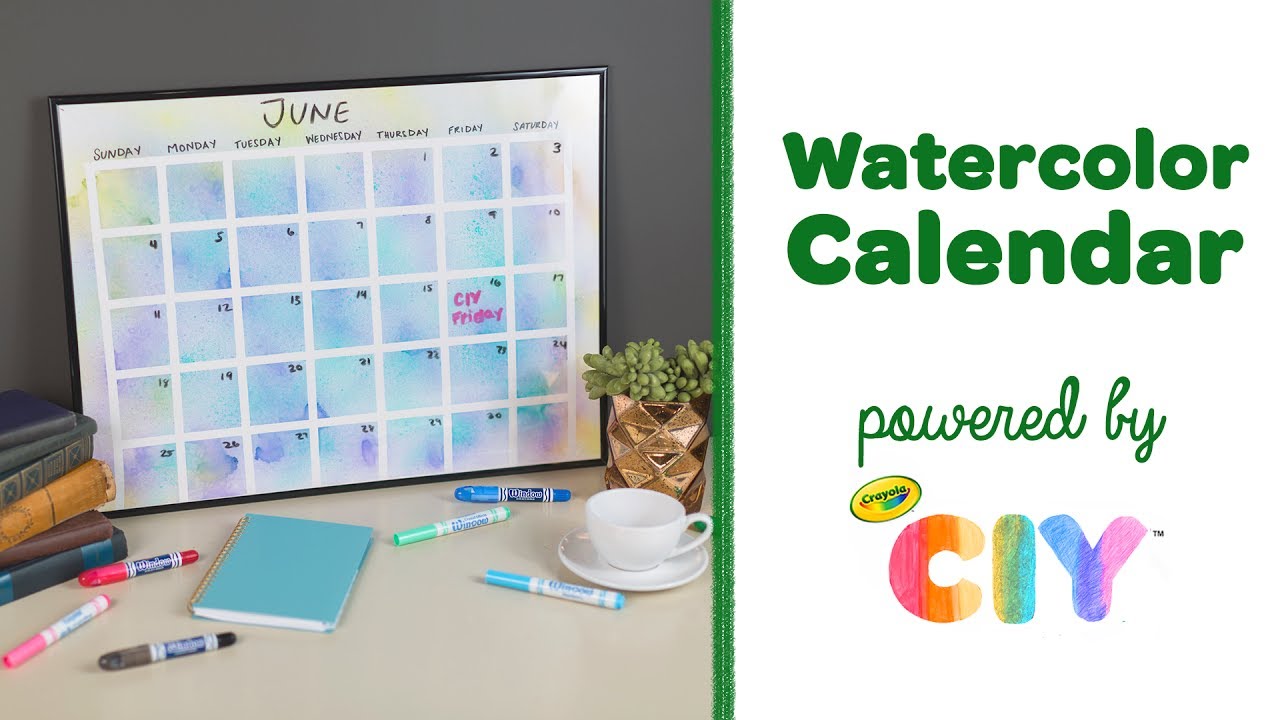 1280x720 Diy Crayola Watercolor Calendar Crayola Ciy Create It Yourself - Calendar Watercolor