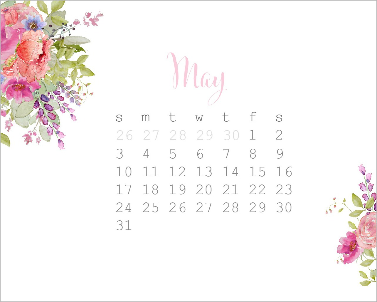 1284x1028 May Watercolor Free Desktop Calendar - Calendar Watercolor